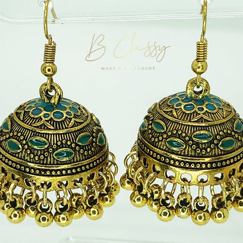 BLUE GOLD JHUMKA